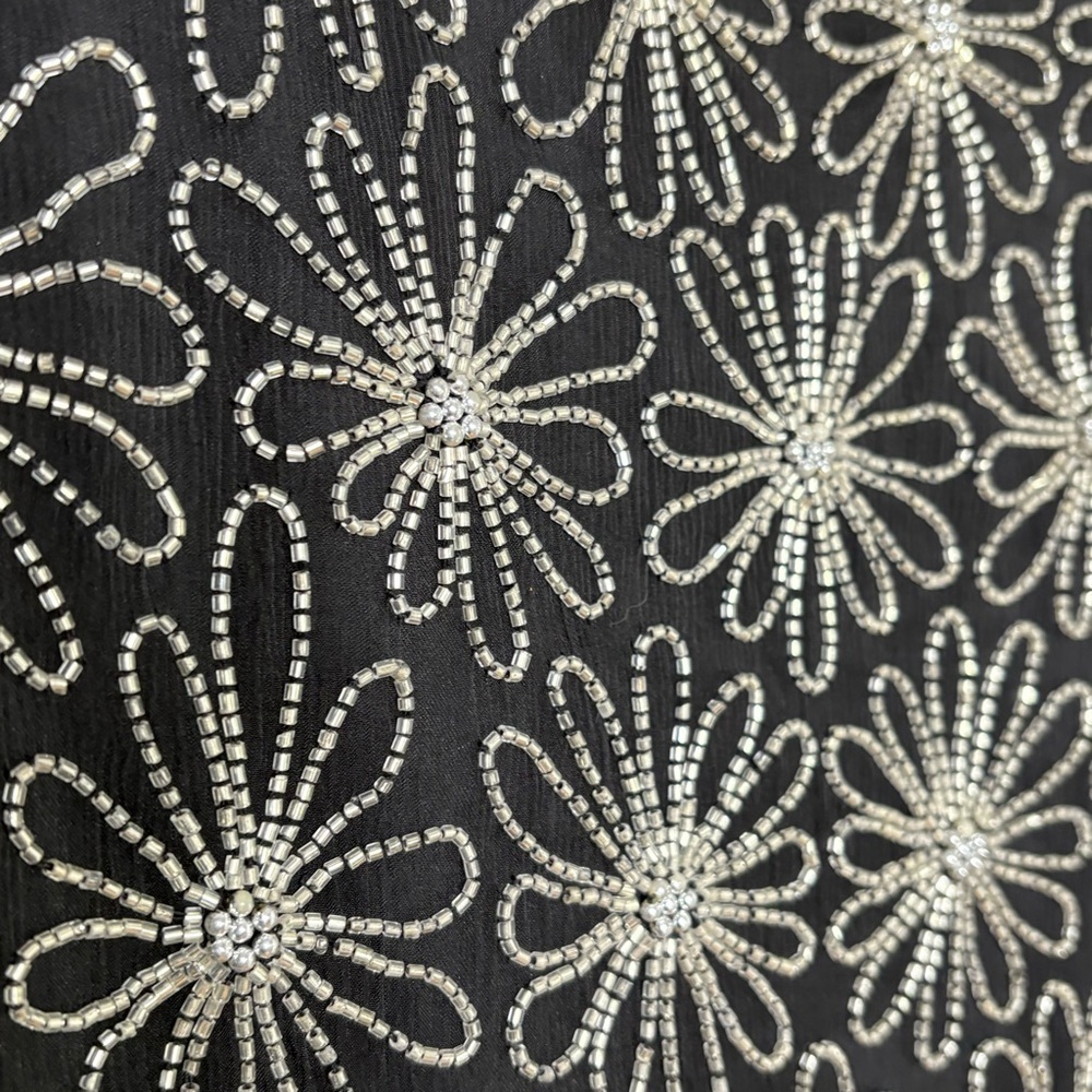 SCALA Embroidered Silk Formal Evening Jacket Silver Floral Beading - Picture 9 of 16